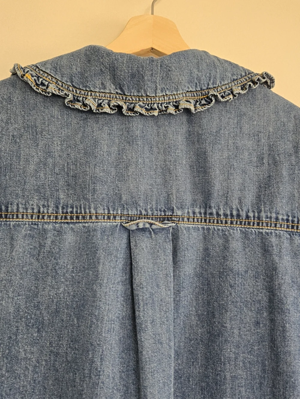 Pilcro Denim Button-Up Shirt with Frilly Prairie Collar Women's L - Picture 6 of 12